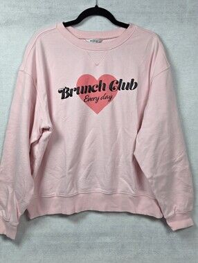 Wildfox Brunch Club Everyday Pink Sweatshirt L